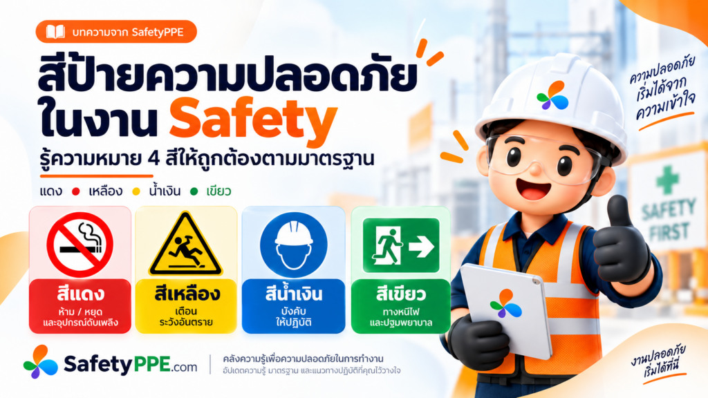 สีป้ายความปลอดภัย 4 สี หมายถึงอะไร? เลือกใช้ให้ถูกมาตรฐาน พร้อมรู้ข้อกฎหมายไทย