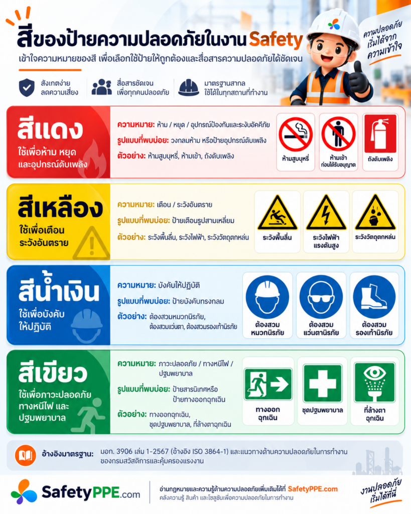 สีป้ายความปลอดภัย 4 สี หมายถึงอะไร